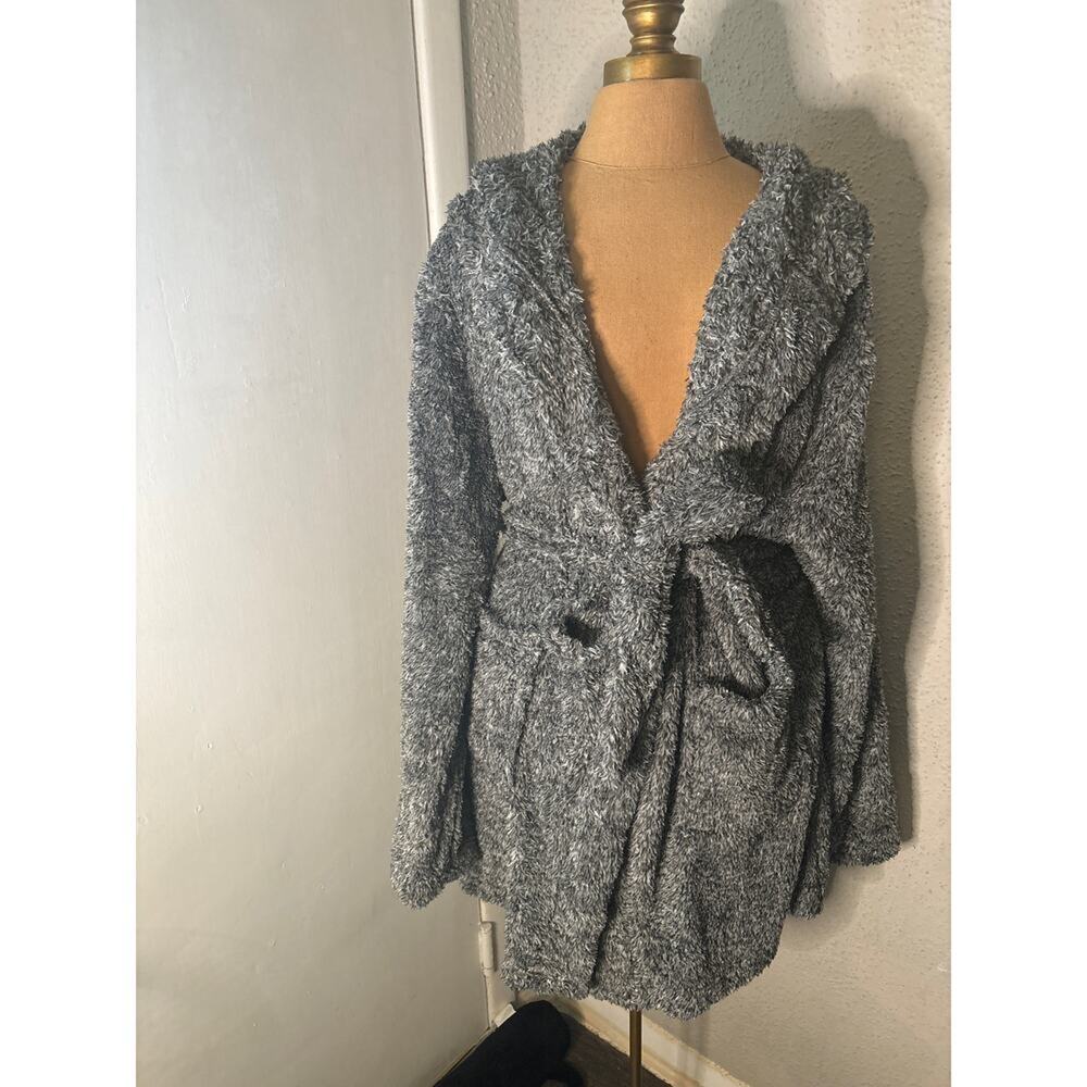 PRETTYLITTLETHING Charcoal Fluffy Bath Robe M Cozycore Comfy Loungewear Dormlife